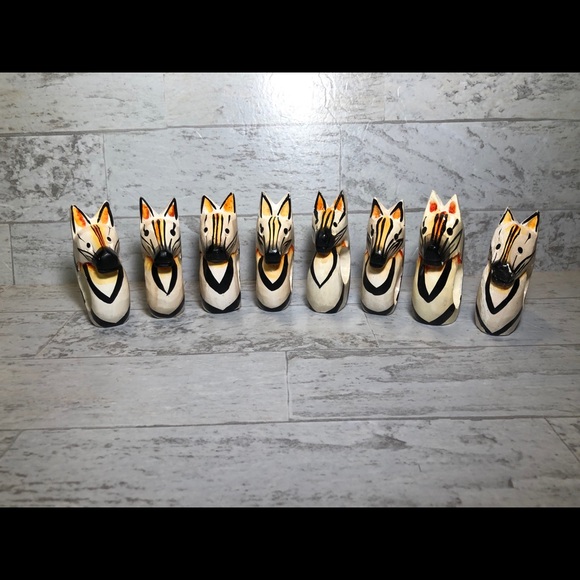 8 Wooden Animal Napkin Rings. Safari Zebra 3.5" - Picture 2 of 6